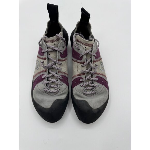 Scarpa Helix Rock Climbing Shoes EU 39 US 7.5 Purple & Gray Leather Rubber Sole - Picture 2 of 10